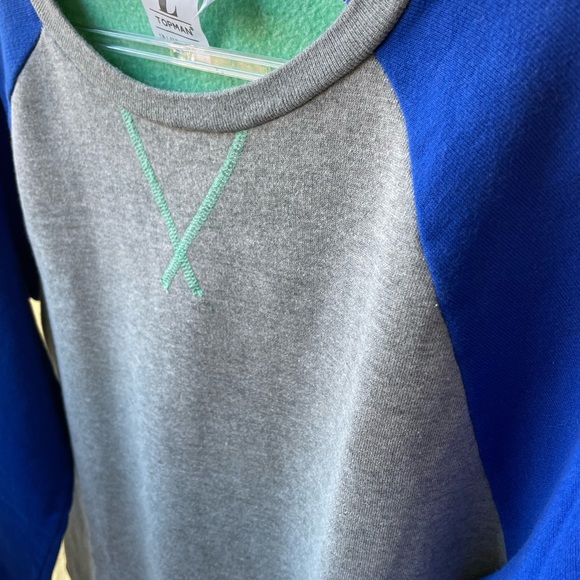 Top Man Size L Sweater Long sleeve Gray Green and Blue - Picture 8 of 15